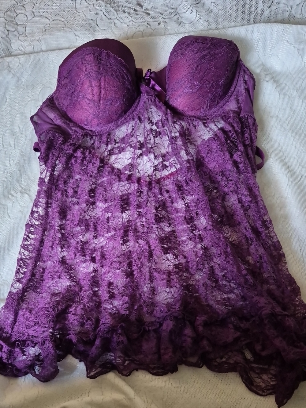 Samantha Blake Purple Lace Babydoll Chemise 2X